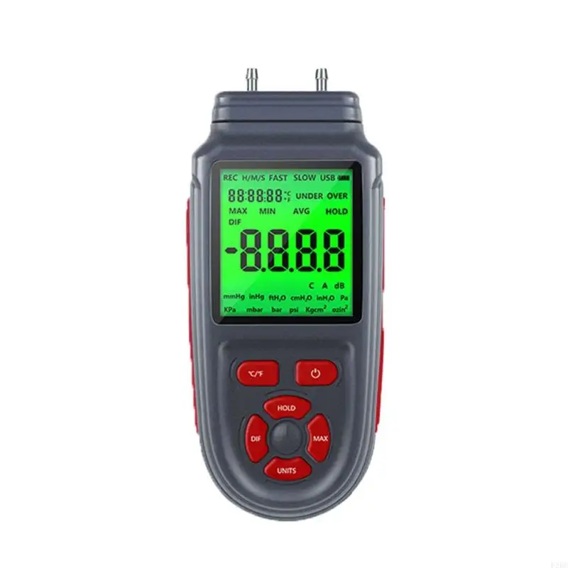 F26C Digital Manometer LCD Display Dual-Port Differential Pressure Meter for air Conditioning Systems & Ventilation ducts