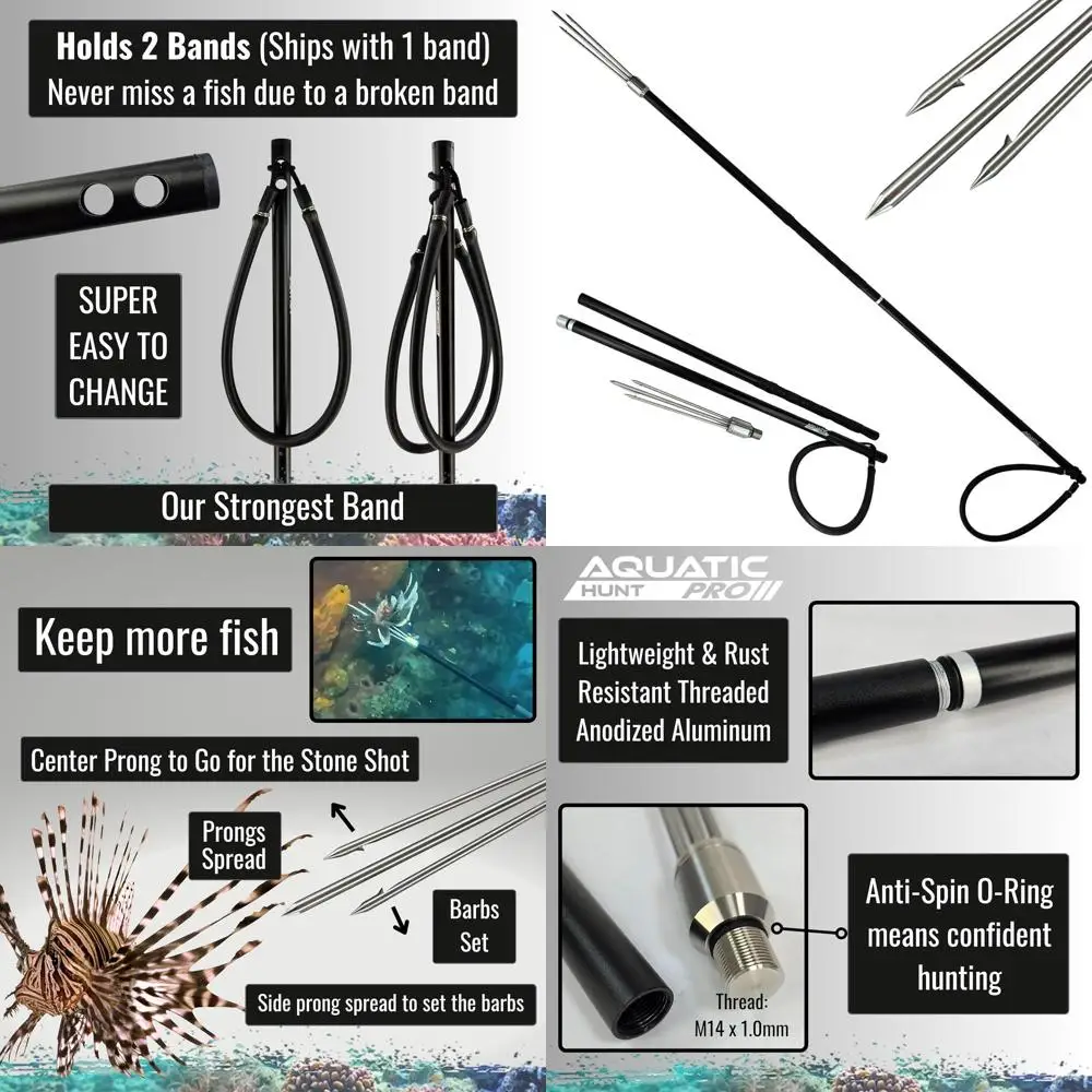 

Копье Tourney King Premium 46 дюймов — 3-компонентное копье для левенной рыбы, лягушки и вольфрама, сверхпрочный анодированный алюминий и St