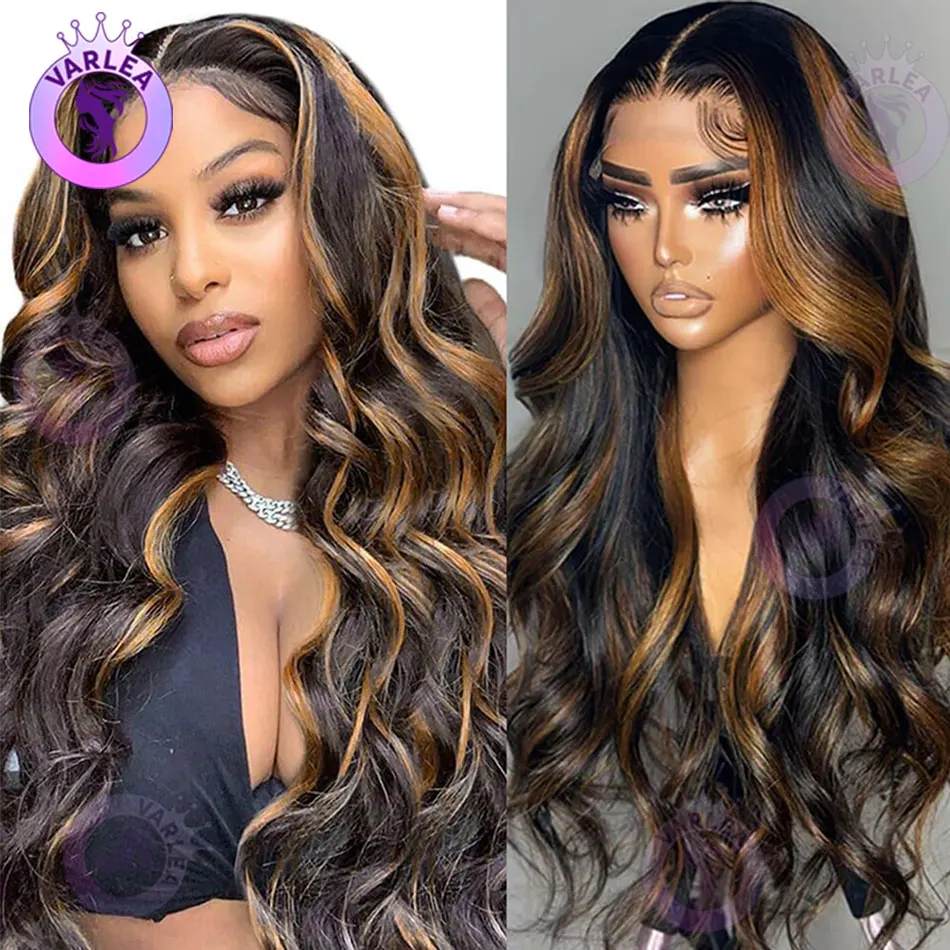 

1B30 13x6 Hd Lace Frontal Wig Body Wave Human Hair Wigs Pre Plucked Highlight Black Browm 13x4 Lace Front Wig Ombre Colored Wigs