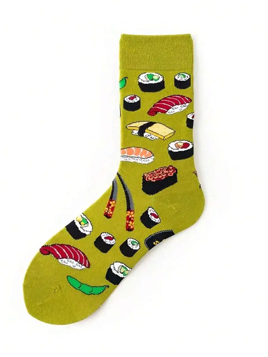 Sushi Print Socks For Adults, Funny Food Themed Crew Socks, Colorful Gift For Sushi Lovers view 4
