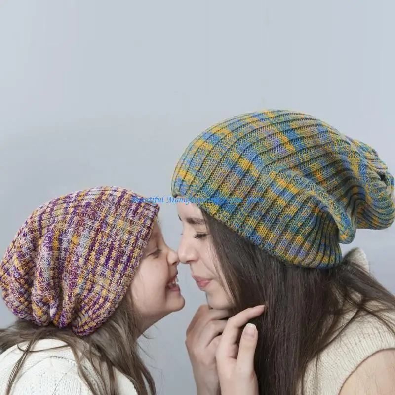 e56a-all-match-striped-beanie-hat-mixed-color-knit-hat-simple-for-outdoor