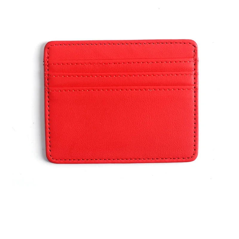 2024 Ladies Card Holders Female Square Pure Color Woman Purses 4 Slots PU ID Card Wallets Men\' Casual Mini Credit Card Bags