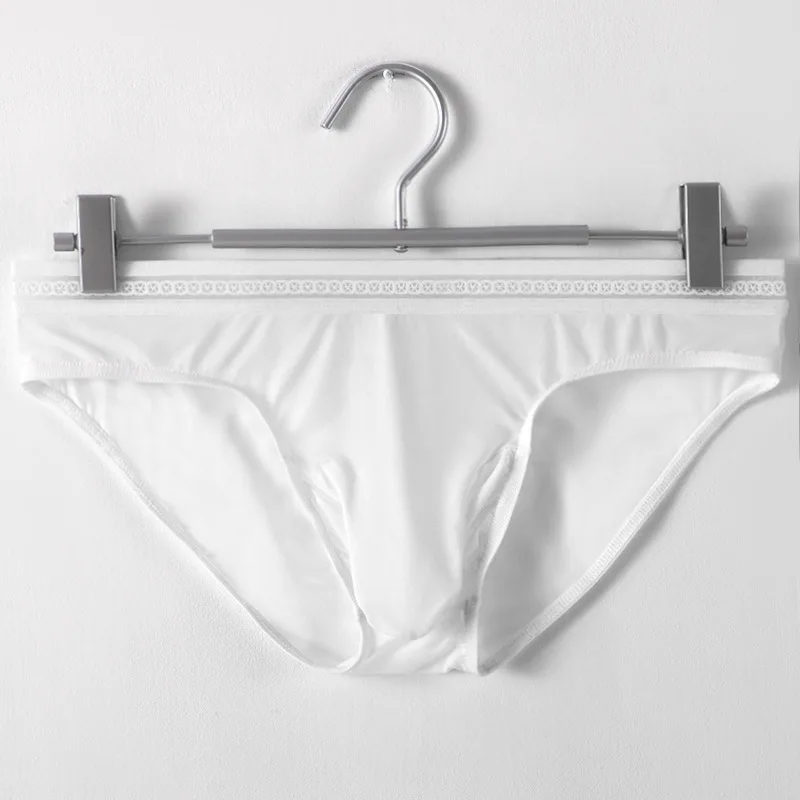 2 Pcs Men Sexy Brief Underwear Seamless Ice Silk High Elastic Cool Feel Breathable Quick Dry Ultra-thin Gay Elephant Nose Tanga