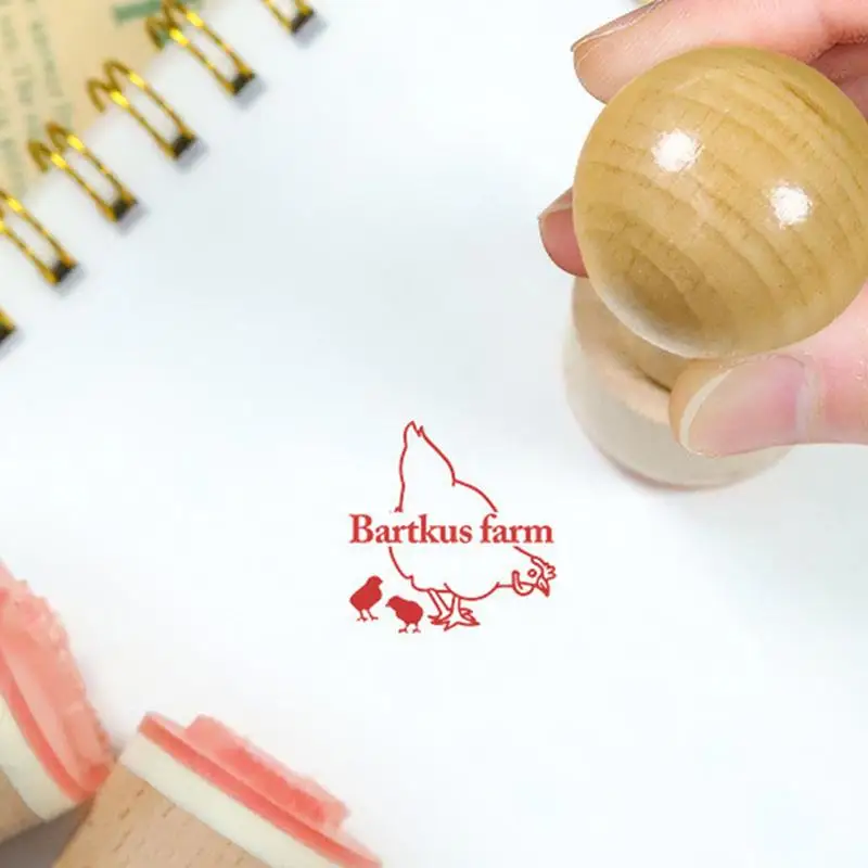 Egg Stamper Chicken Egg Rubber Stamper Egg Labels Wooden Stamps Multi-Functional Fresh Egg Markers Exquisite Egg Marking Inking