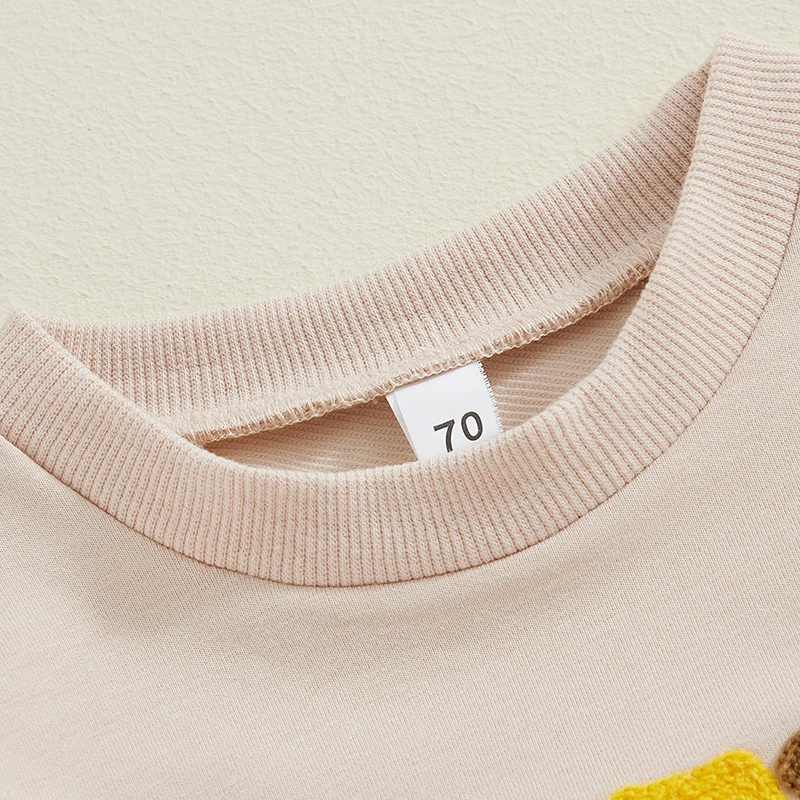 سويت شيرت بأكمام طويلة مطرز بحروف Citgeett وبنطال خصر مرن ، ملابس طفلة وصبي ، ملابس خريفية ، قوس ، خريف