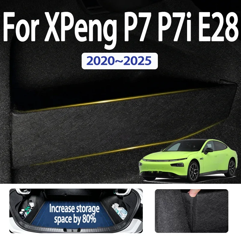 For XPeng P7 P7i E28 2020~2025 Car Upgrade Trunk Storage Partition Multifunction Storage Box Auto Interior Accessories