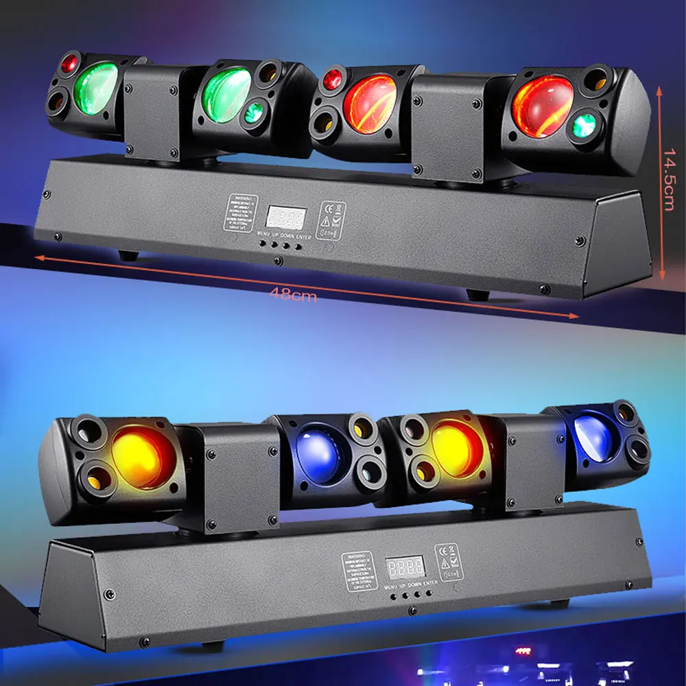 NEW 120W LED Disco Stage Light Rgbw DMX512 Sound Activated DJ Party Equipment Bar Strong Beam Lamp Club Dance Ambient Lighting