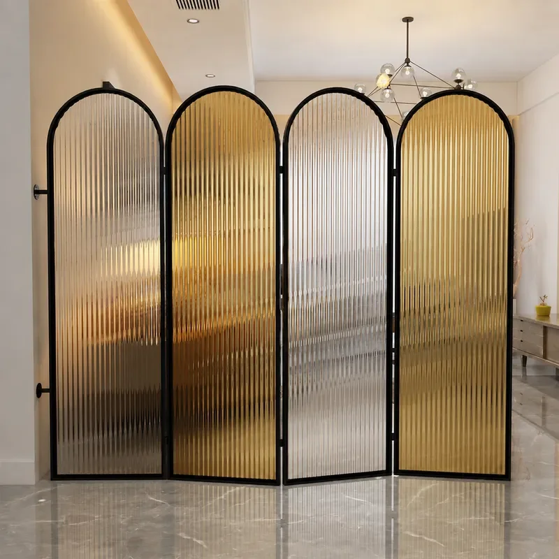 Nordic Simple Light Luxury Changhong Glass Partition Foldable Living Room Dining Hall Entrance Decoration Creative Screen