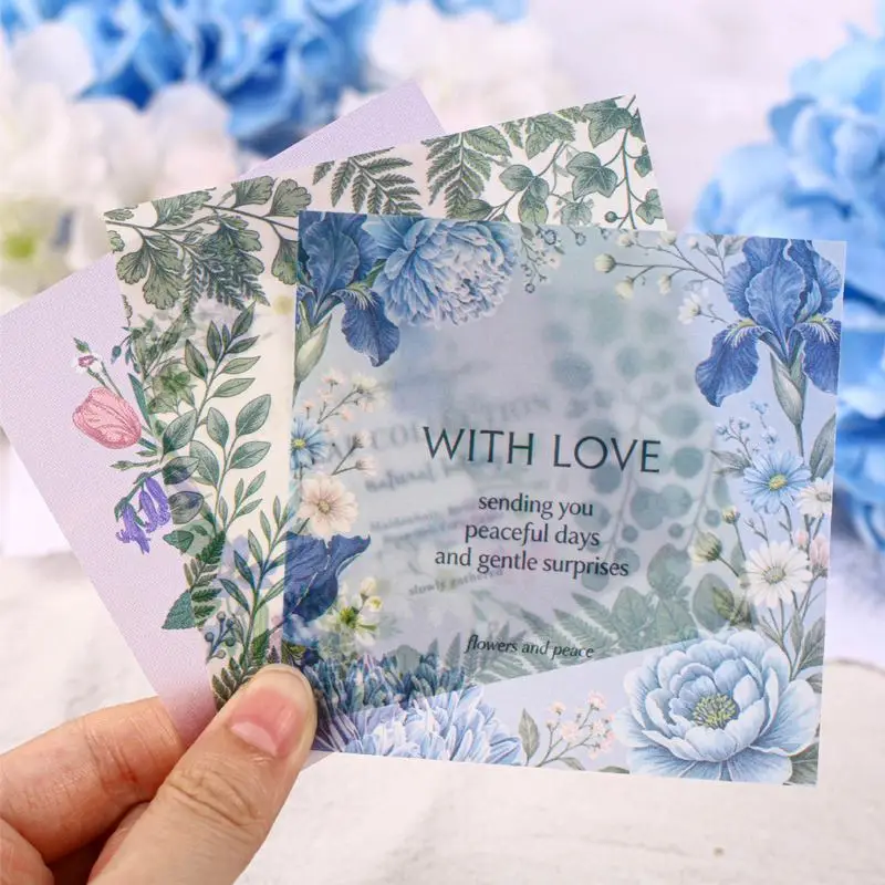 1pack/16pcs Vintage Floral Plant Illustration Material Paper, Retro Botanical Pattern Background Paper Album Planner Handmade