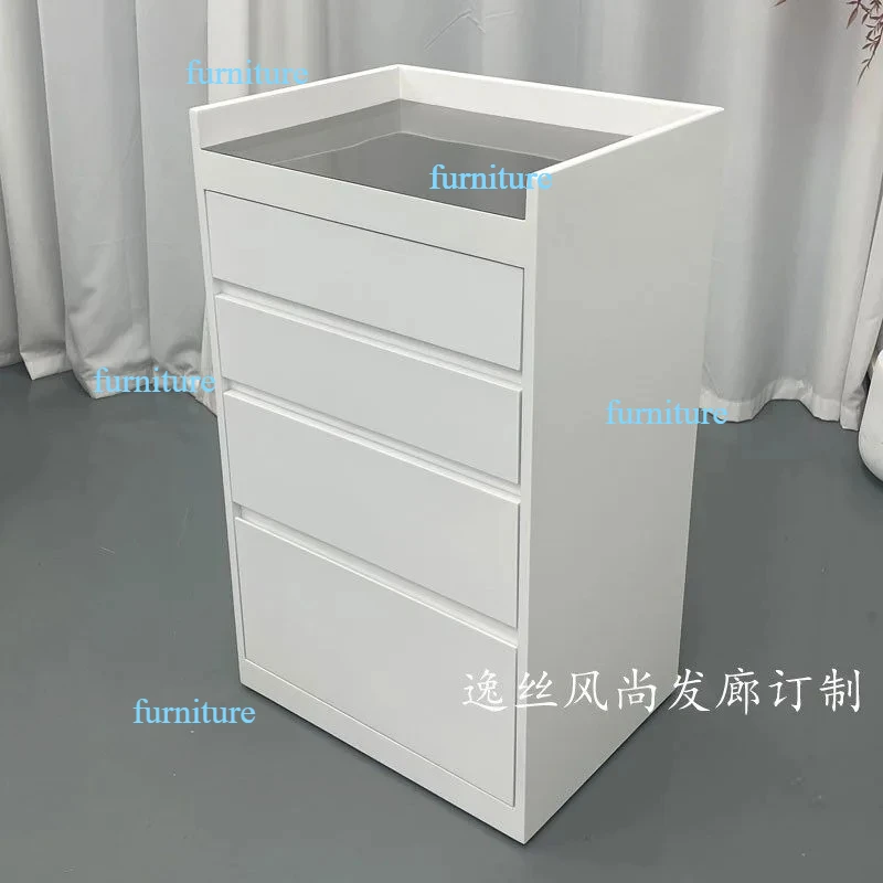Salon Tool Storage Cabinet Multi-Layer Single-Sided Double-Sided Four-Layer with Marble Counter for Hair Studio Shop Home