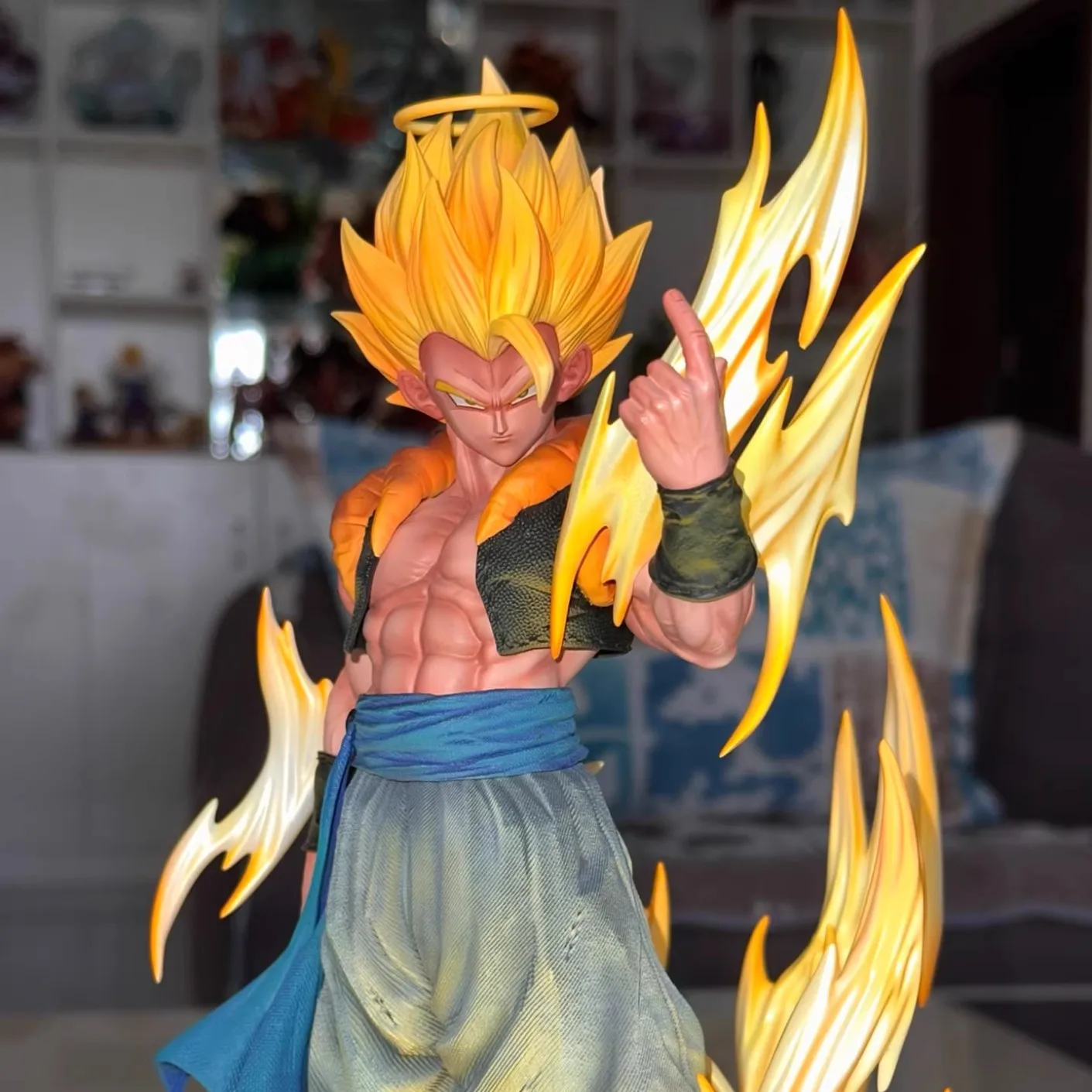 1/6 Dragon Ball Vegetto Gogeta Anime Figure Can Emit Light Peripheral Resin Statue Desktop Decorate Ornaments Birthday Gift Toys