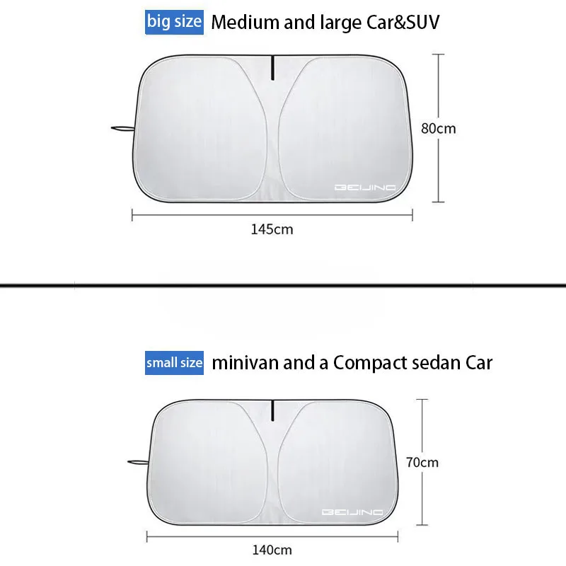 Składane odcienie parasol słoneczny do BAIC Senova X25 x 35x55x65 Beijing BJ20 EV2 EV5 BJ40 EC3 EC5 EU5 EX3 EX5 X7 akcesoria samochodowe