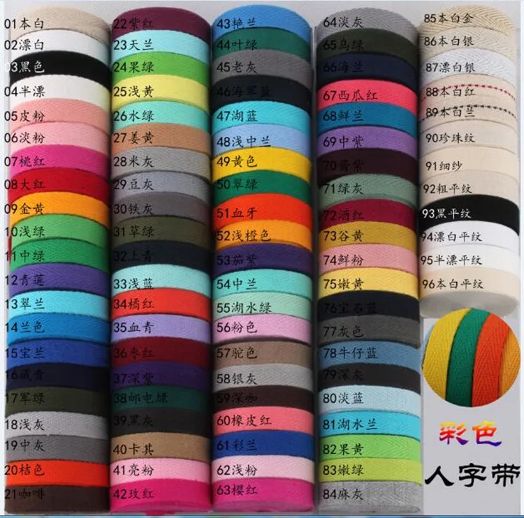 DIY Handmade 100% Cotton Tape Herringbone/ Twill Cotton Tape/ Size 2cm 20mm,15yds Solid Color in Red White Black