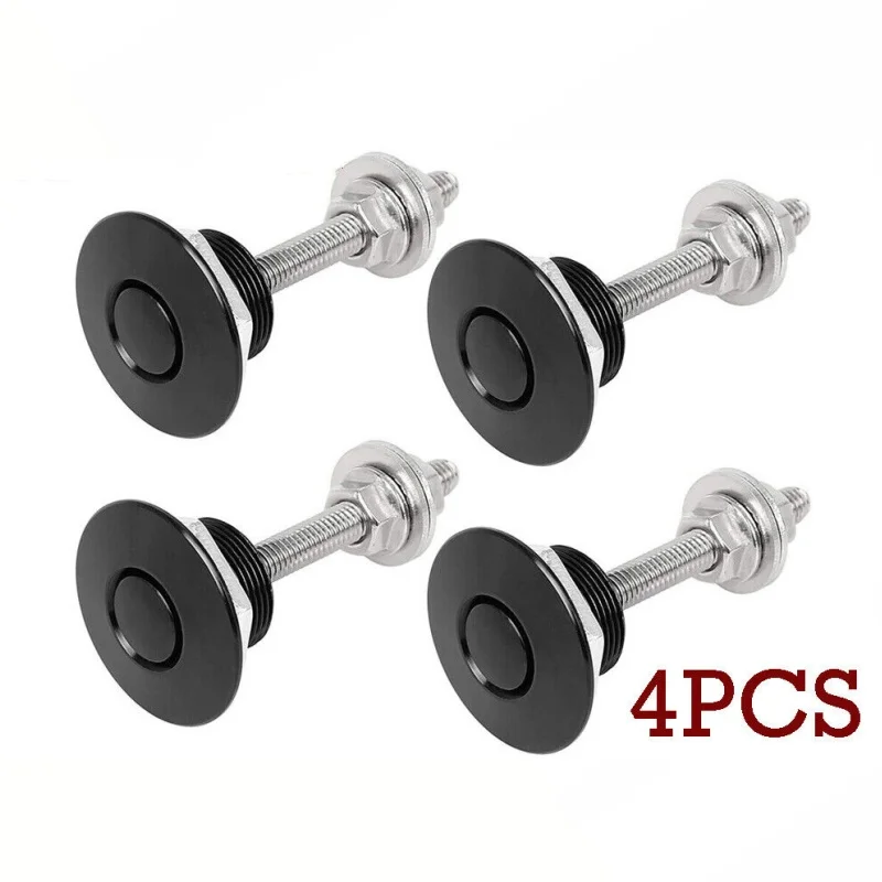

4pcs Bonnet Lock Push Button Quick Release Black Car Bumper Hood Pin Bonnet Lock Latch Clip Universal Car Parts