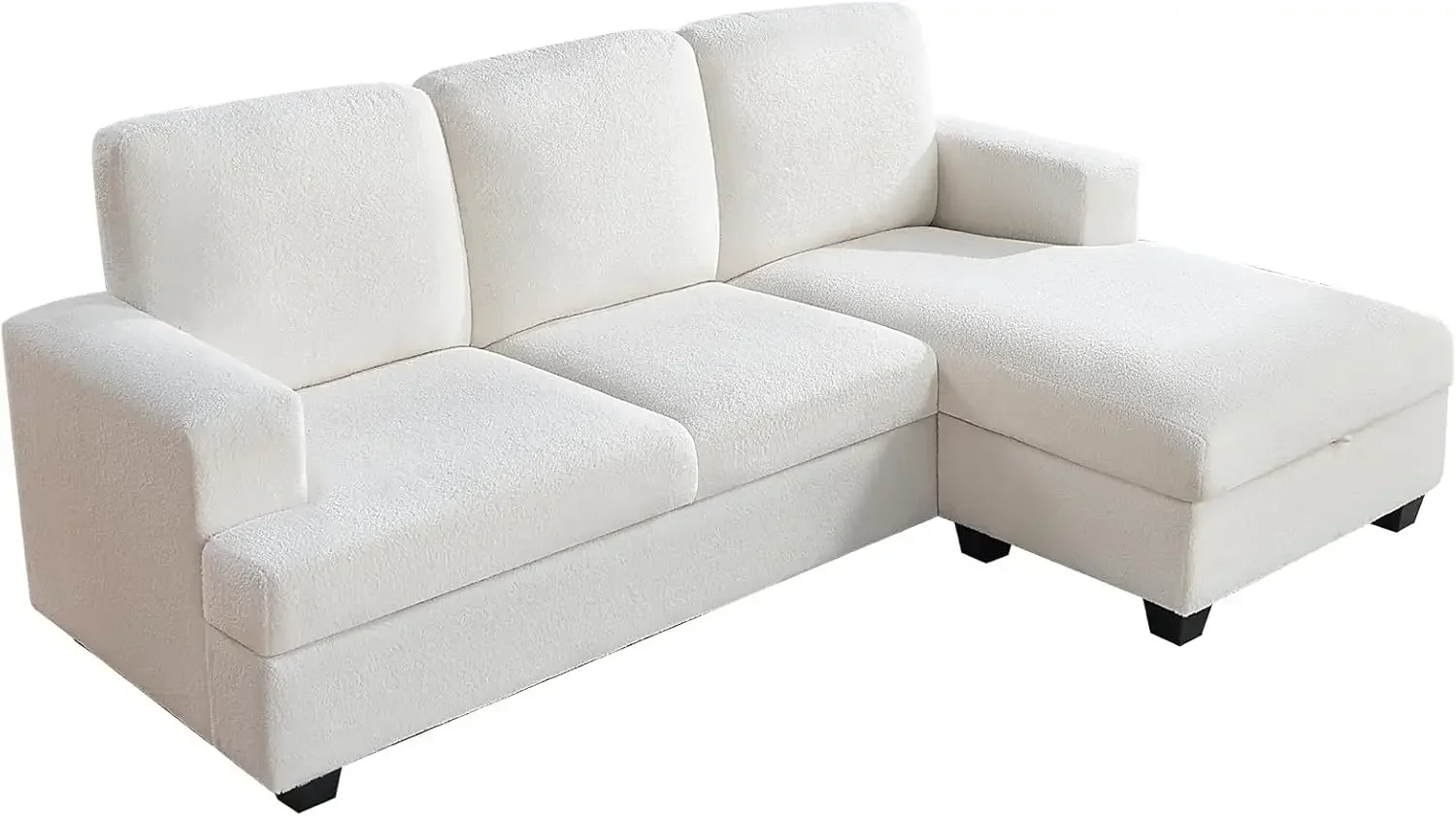 89 Inch L Shape Couch, Reversible L Shape Sofa with Chaise, Convertible Sofa, L Couches for Living Room, Offwhite Bouclé