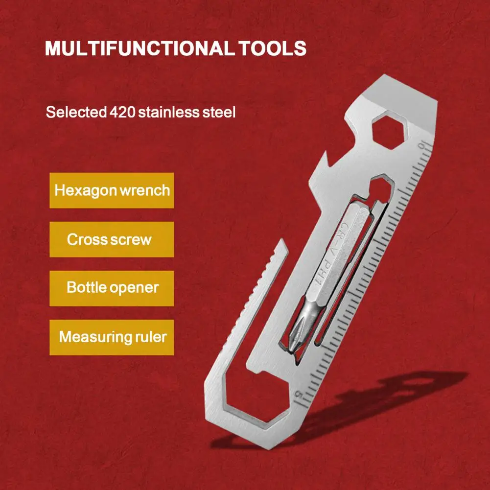 Versatile Ultra Thin Stainless Steel 7 in 1 Multifunctional Tool Combination Convenient Multifunctional Tool for Hiking