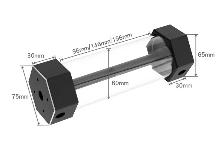 مبرد مياه الكمبيوتر من FREEZEMOD خزان مياه أكريليك مع فتحات جانبية سداسية معدنية قابلة للتعديل عند تفريغ الفقاعات الزاوية / BL-LBX #4
