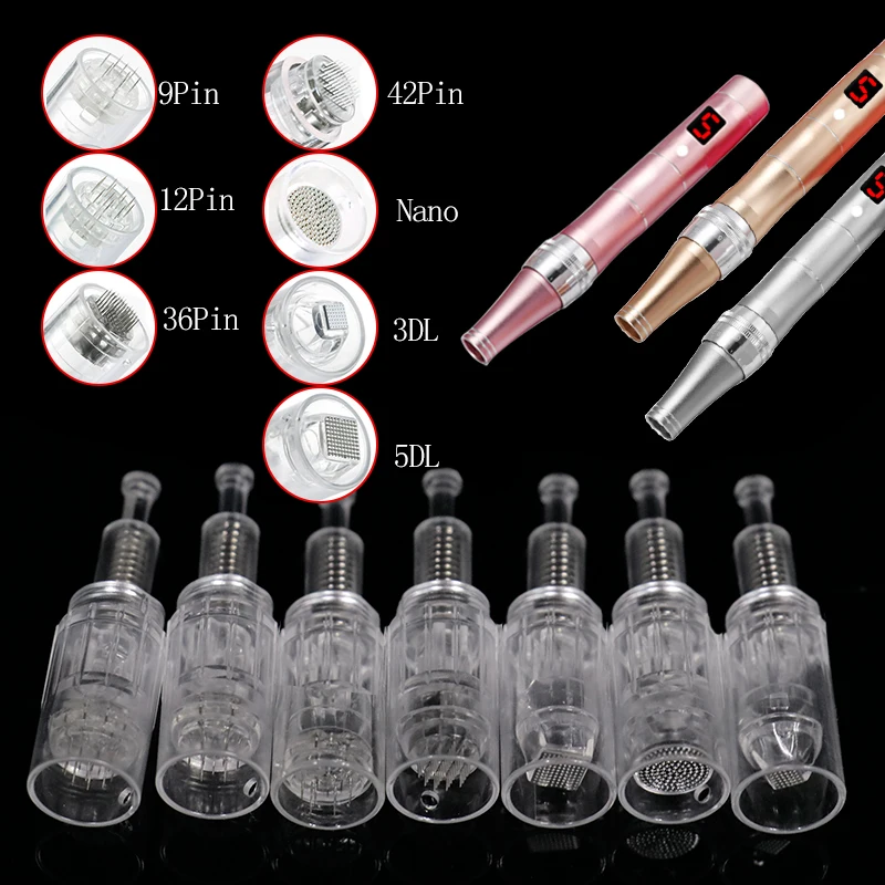 10 قطعة برغي ميناء Micrneedle Dermapen إبرة خرطوشة للعناية بالبشرة المهنية السيارات إبرة صغيرة 9/12/36/42/Round/3D/5D #5