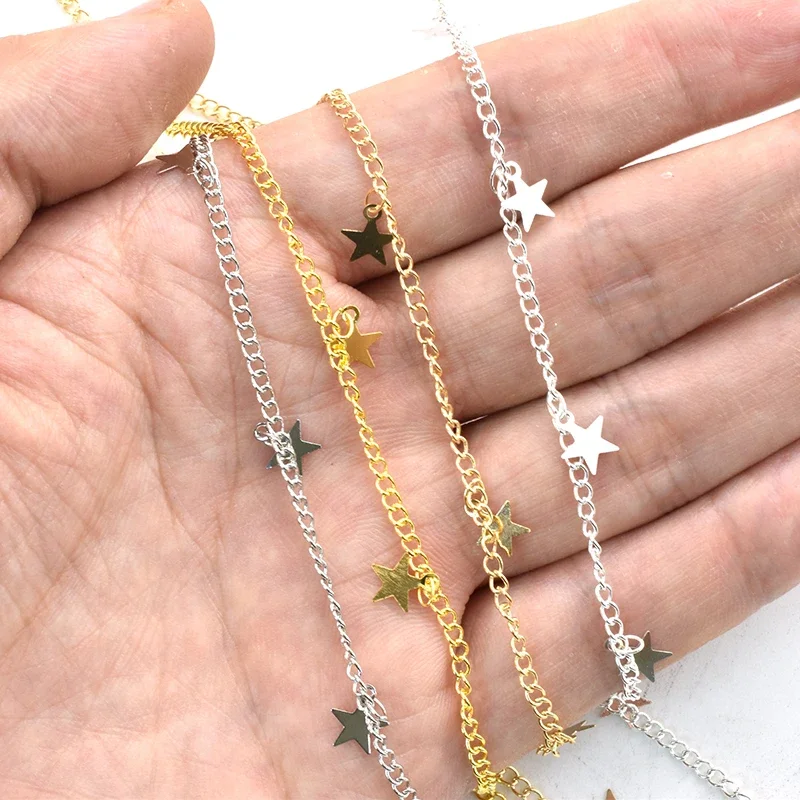 1 metr miedziana gwiazda Charms ogniwo łańcuszek czysta miedź wysoka temperatura kolorowy łańcuch CP do majsterkowicza bransoletka bransoletka bransoletka biżuteria — zdjęcie 4
