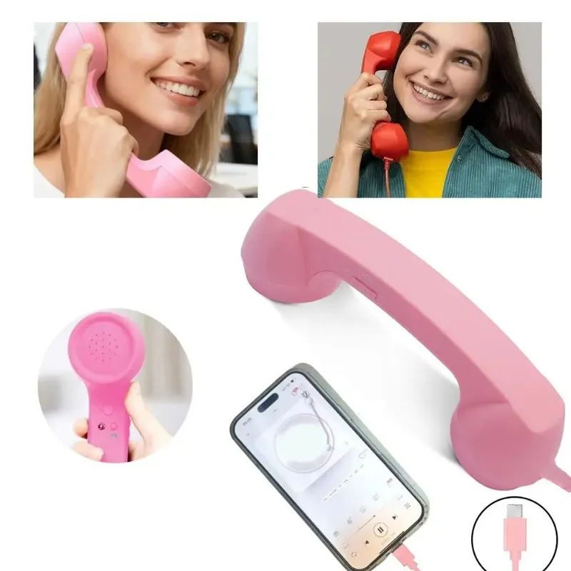 Receptor de teléfono retro tipo C3.5mm, micrófono con auricular que se conecta directamente al teléfono móvil, para teléfono móvil, teléfono fijo vintage