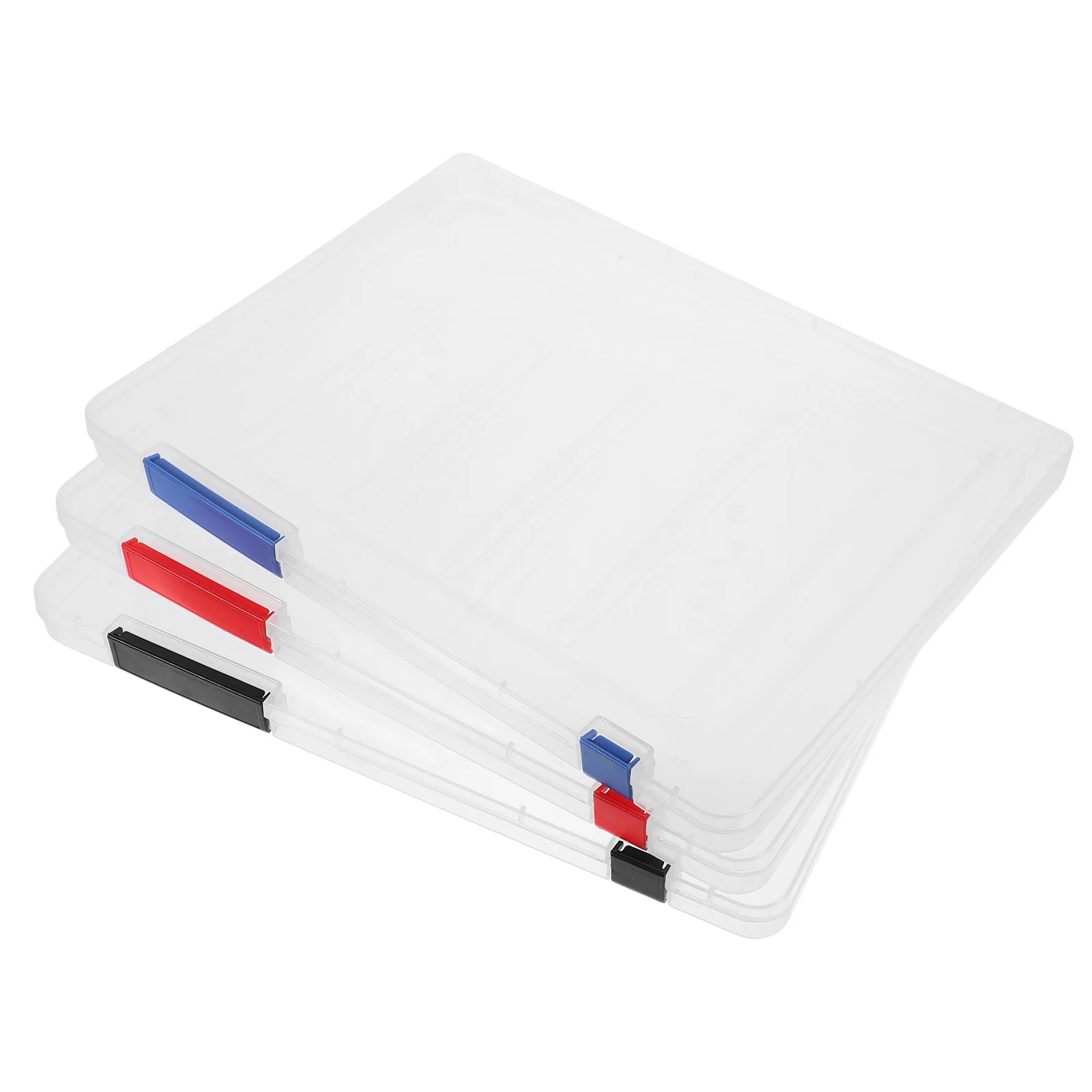 

3Pcs A4 Plastic Storage Boxes File Organizer Snap Buckle Closure Document Holder for Home Office A4 Storage Box