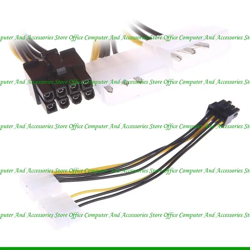 U55c 7 polegadas 2 x Molex 4 pinos a 8 pinos PCI para placa vídeo expressa PCI-E ATX PSU Power Converter Cable-Molex para 8