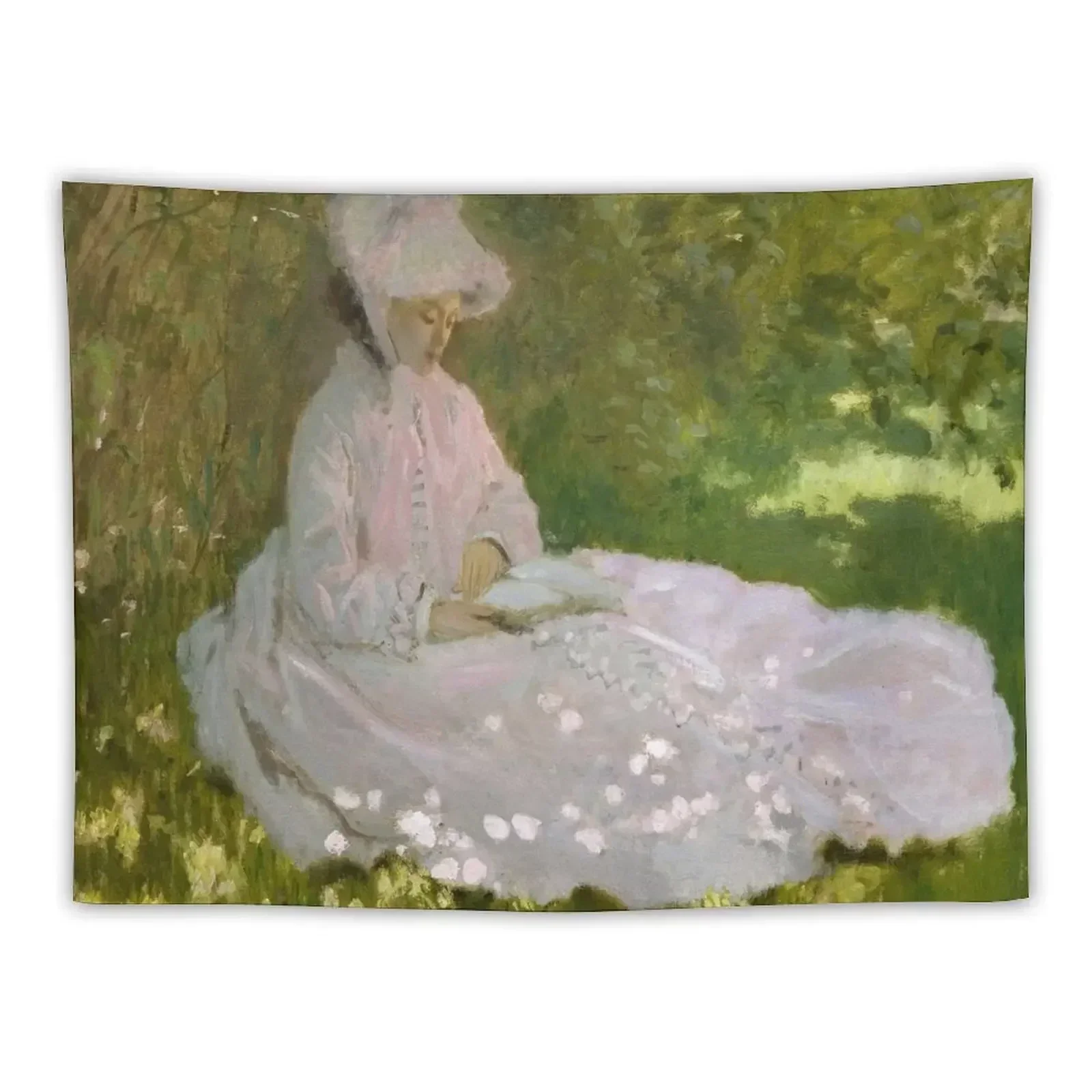 

Claude Monet Springtime- Monet famous paintings Tapestry Room Decor Korean Style Wall Carpet Home Decorations Aesthetic Tapestry