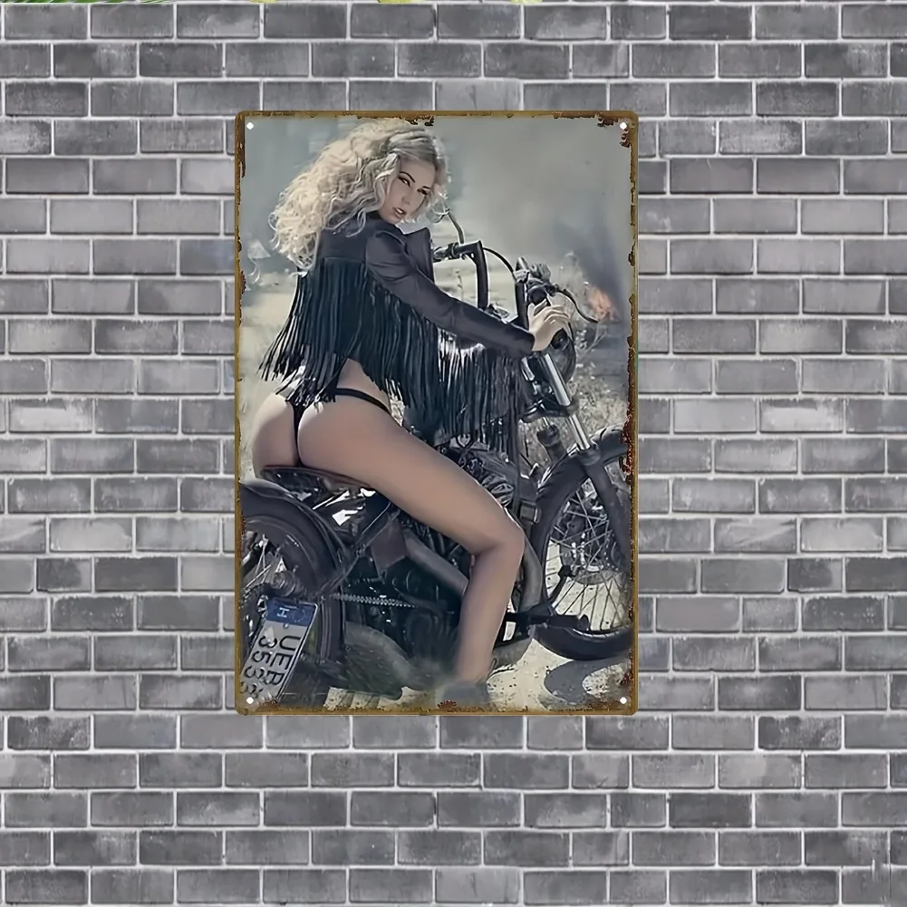 Tin Sign - Vintage Durable Metal Plaque Wall Decor, Home Office Bar Man Cave Biker Pin Up Girl Motorcycle Wall Art