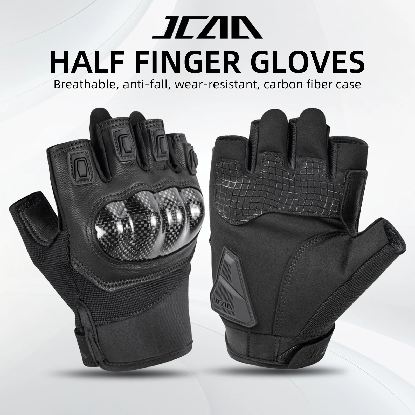 Men's Retro Motorcycle Half Finger Cycling Gloves Carbon Fiber Shell Protective Outdoor Sports Motorbike Bike Gloves for Women