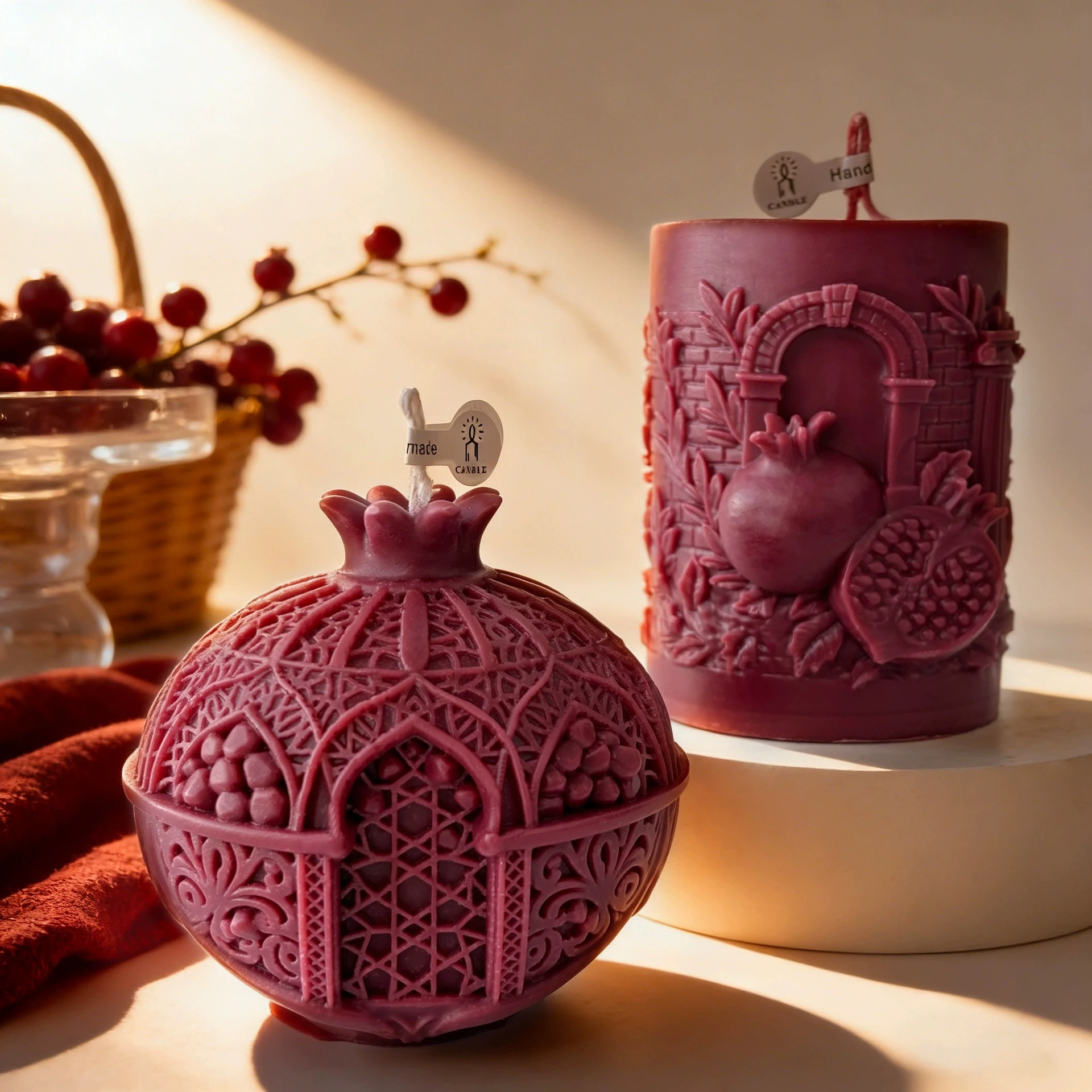 1Pc New Year 3D Pomegranate Scented Candle - INS Style Aromatherapy Candle for Home Decor Wedding Party Favor