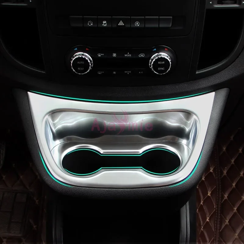 

2014-2017 для Mercedes Benz Vito W447, внутренняя крышка для стакана с водой, держатель, наклейка, рамка на панель, хромированные аксессуары для стайлинга автомобилей