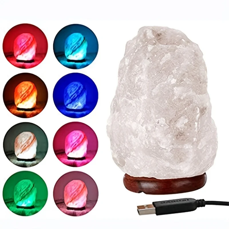 Himalayan crystal salt lamp USB natural colorful color changing warm white LED mineral salt lamp night light