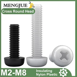 20/50/100pcs Metric Thread M2 M2.5 M3 M4 M5 M6 M8 White Black Plastic Nylon Round Pan Head Phillips Cross Insulation Screws Bolt