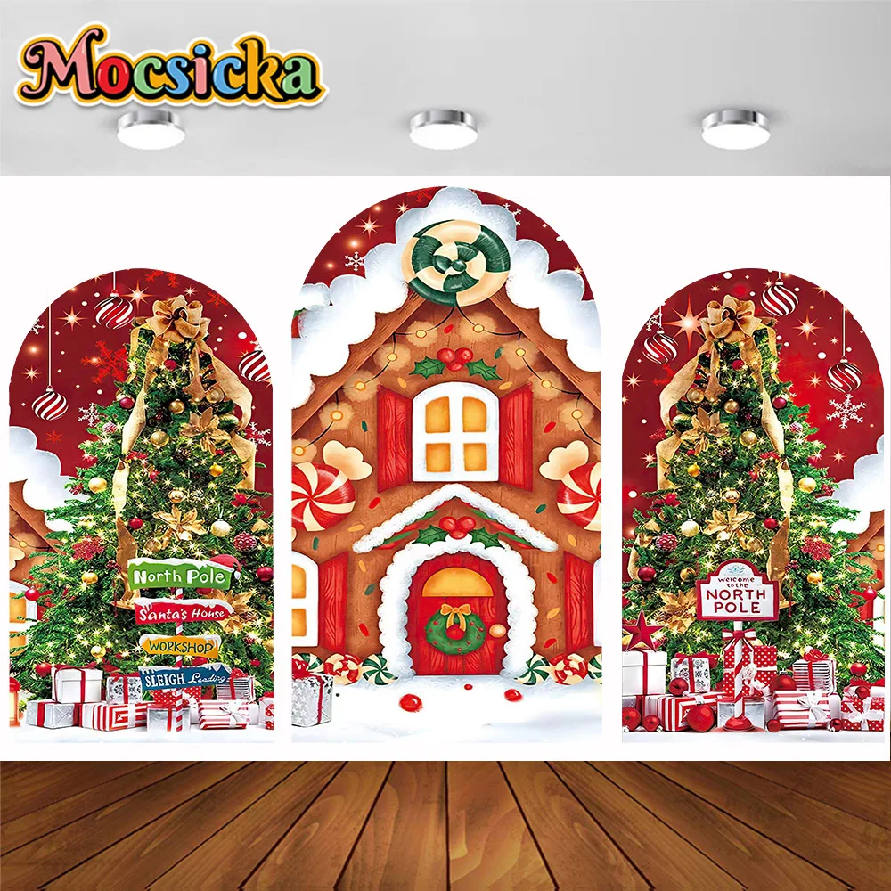 

Christmas Double Sided Arch Cover Photography Background Family Holiday Party Decoration Supplies Happy New Year Backdrops