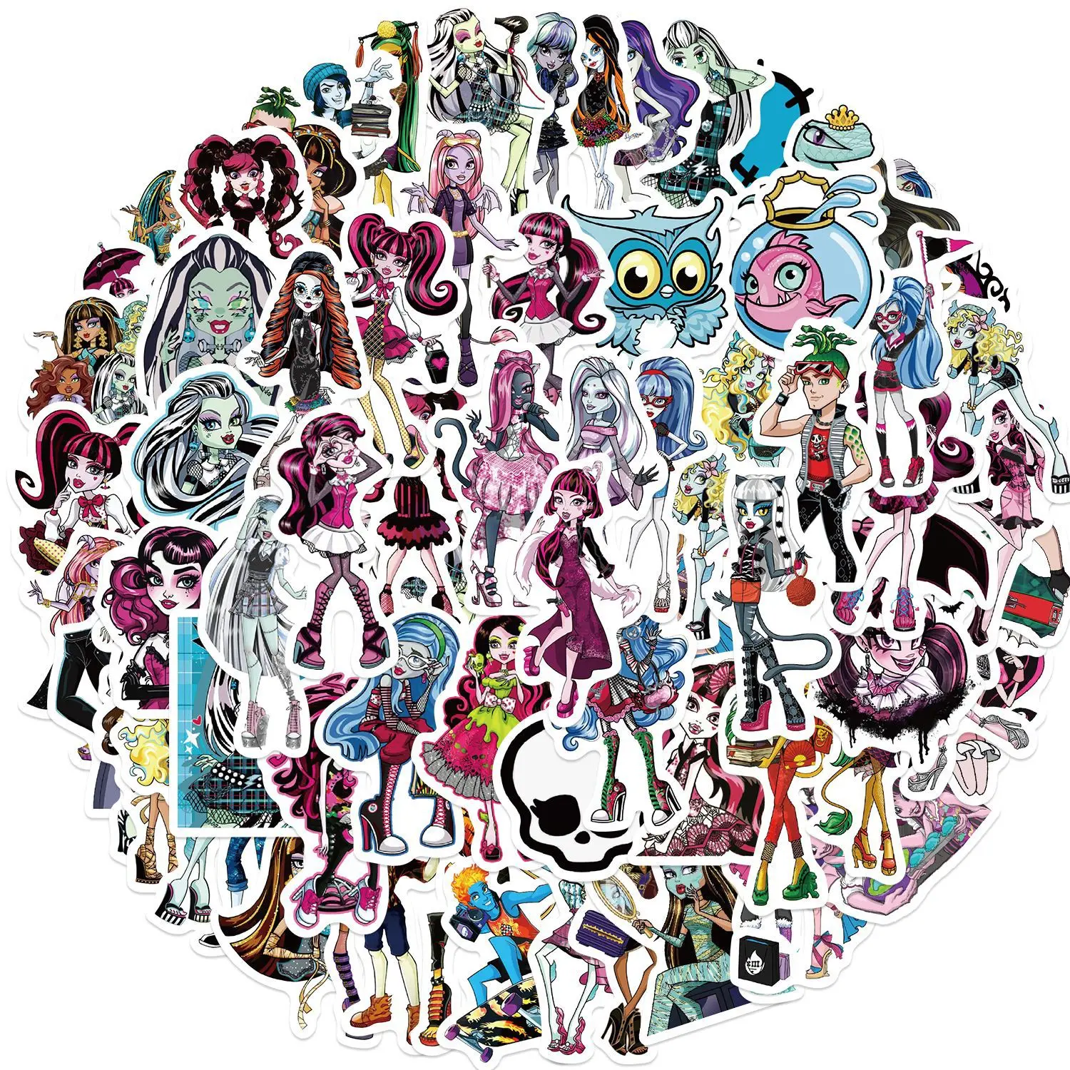 Autocollants dessin animé monstre lycée pour enfants, 70 pièces, stickers, graffiti, résistant à l\'eau, pour téléphone, ordinateur portable,