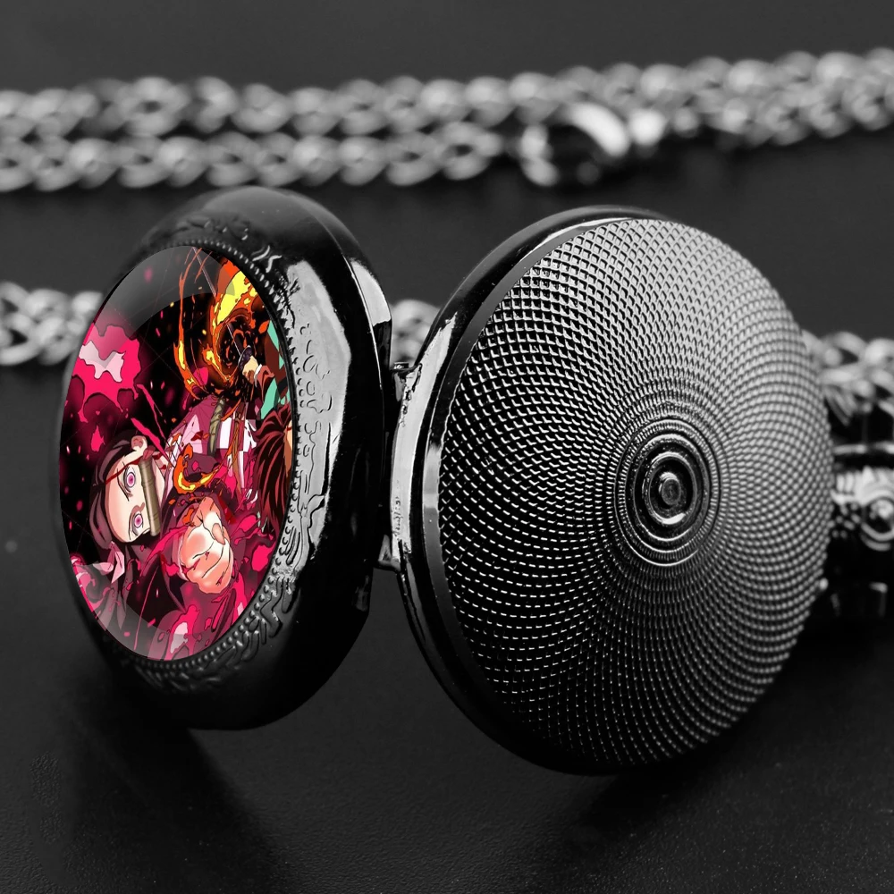 الجحيم شيطان مصاص دماء أنثى شبح أنيمي الوقت جوهرة ساعة جيب كوارتز ريترو الشرير الرجال والنساء ساعة موضة قلادة هدية