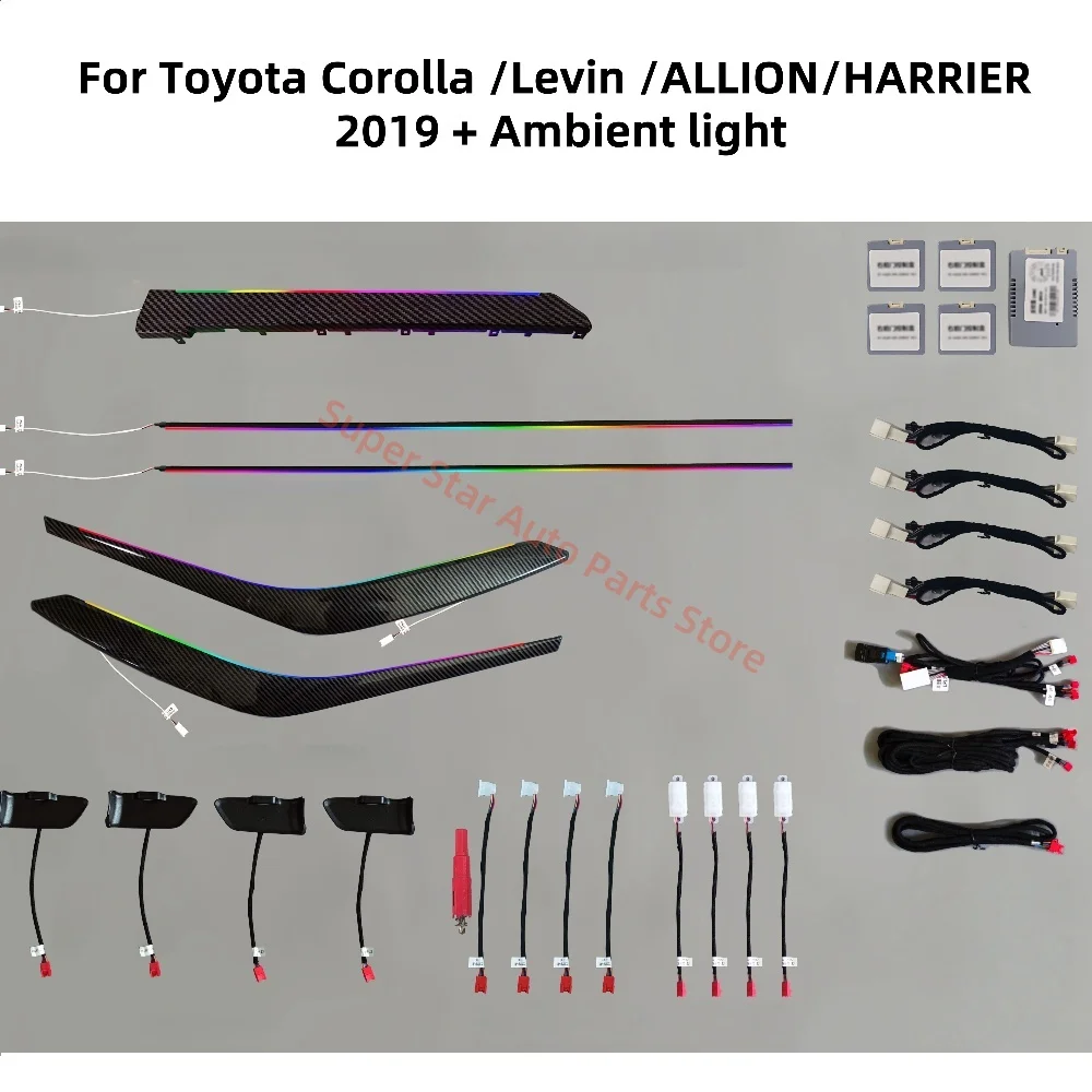 

Для Toyota Corolla/Levin/ALLION/HARRLER 2019 + атмосферный светильник для салона автомобиля, обновленные автомобильные аксессуары, кнопки и управление через приложение