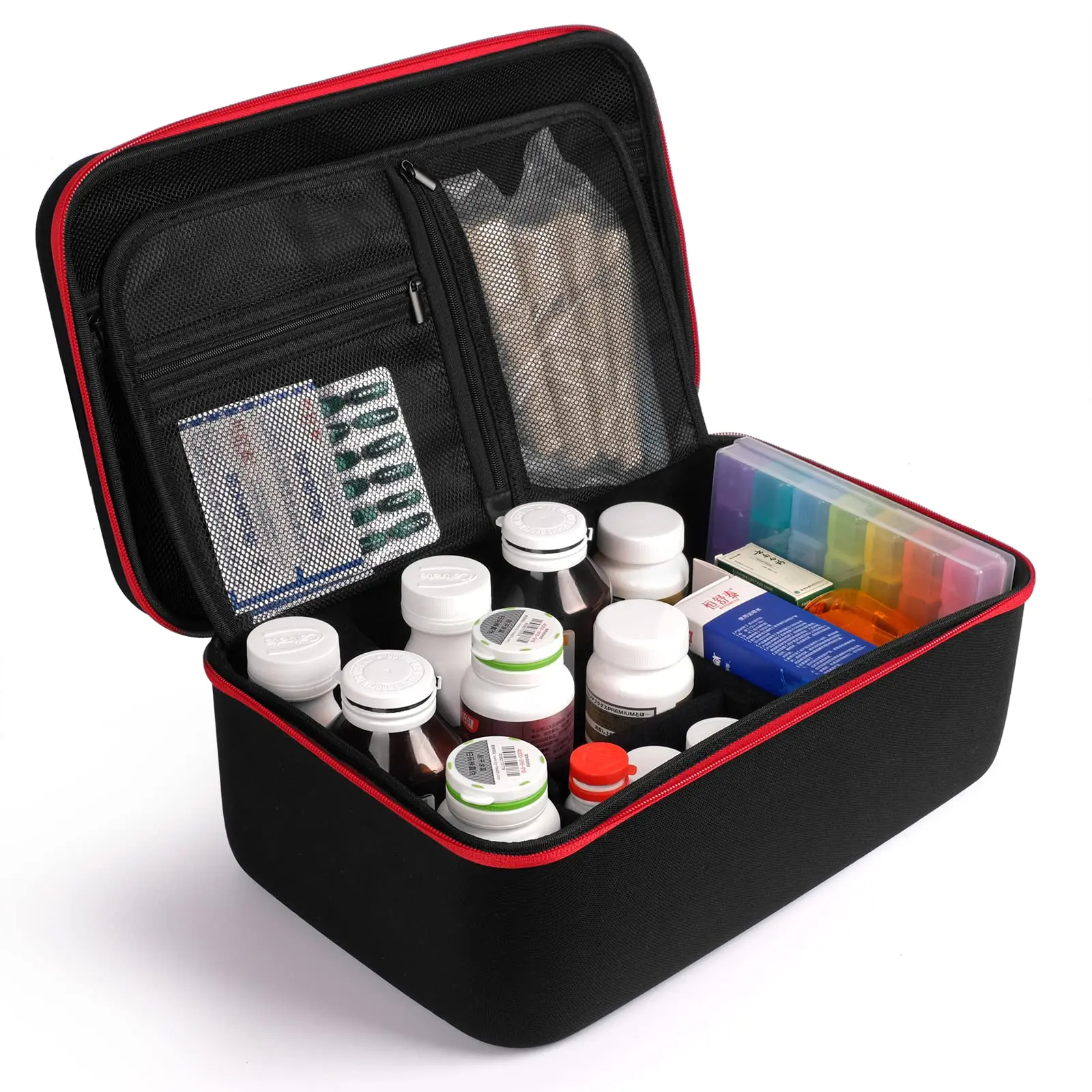 ODM Custom Logo EVA Big Capacity Hard Shell Pill Bottle Organizer Waterproof Shockproof Eco-Friendly Portable Home Office School