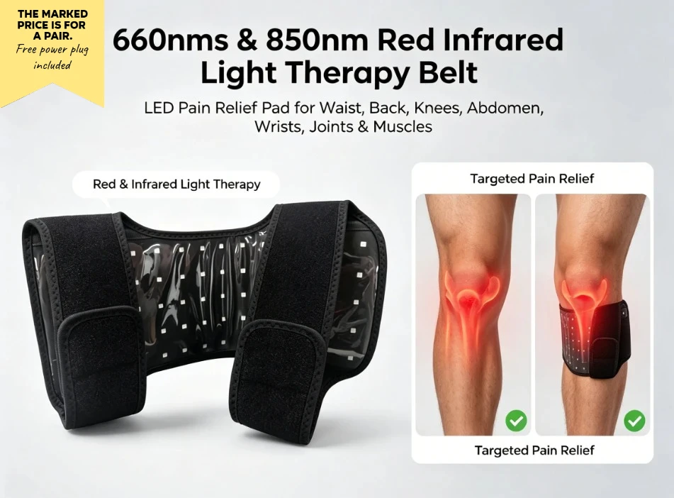 Red & Infrared LED Light Therapy Pad (660nm/850nm) – Pain Relief Belt for Waist, Back, Knees, Abdomen, Wrists, Joints & Muscles