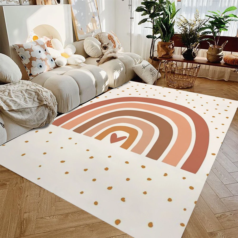Kawaii-Teppich mit Regenbogenmuster für Zimmer, niedlicher Teppich, Heimdekoration, rutschfeste Fußmatte, waschbare Bodenmatte am Bett