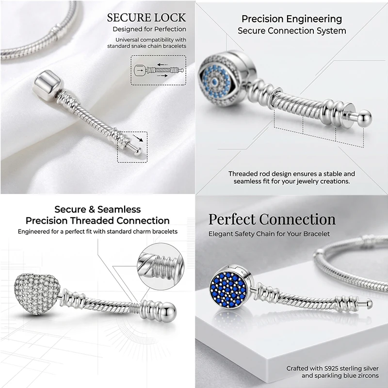 Oferta Imperdível: Extensor de Pulseira Original em Prata 925, Compatível com Pulseiras de Marca Original, para Aumentar o Comprimento, Joia Exquisita para Presentes DIY