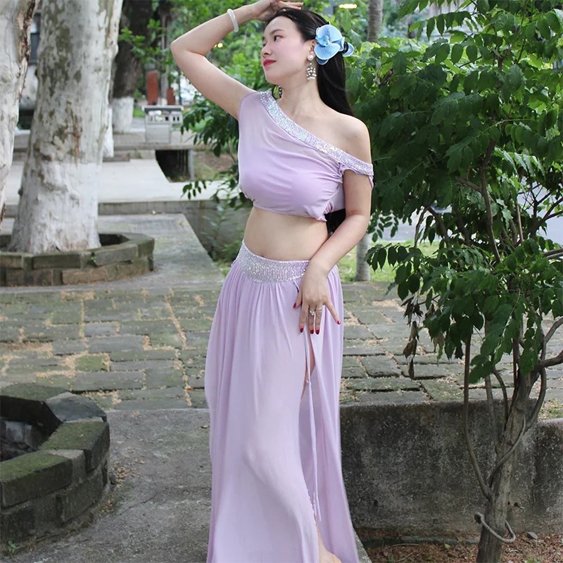 Novo traje de desempenho de dança do ventre para mulheres sexy temperamento prática roupas dança oriental conjunto de treinamento profissional
