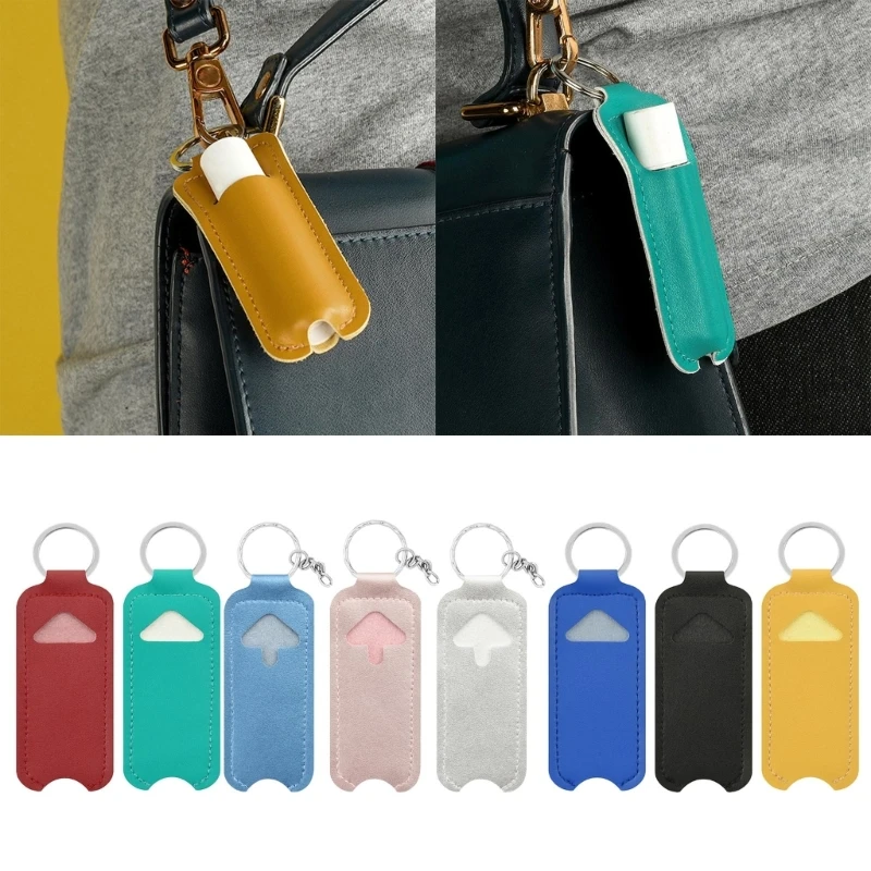 Lipstick Storage Bag Keychain Lip Balm Cover Keyring Lip Gloss Holder Sleeve Jewelry Gift Organizers for Women Girl