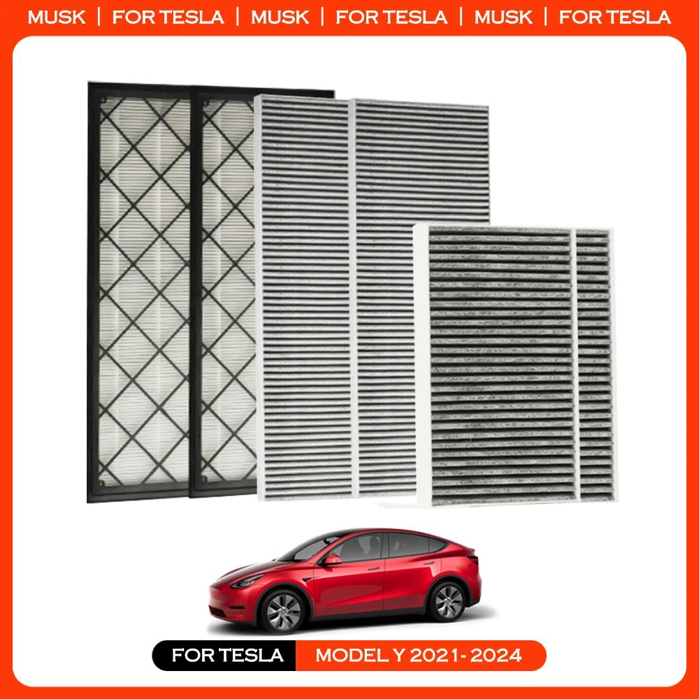 

Carbon Air Filter HEPA For Tesla Model Y Air Intake Filter Replacement with Activated Carbon 2021-2024 Car Parts Accessories