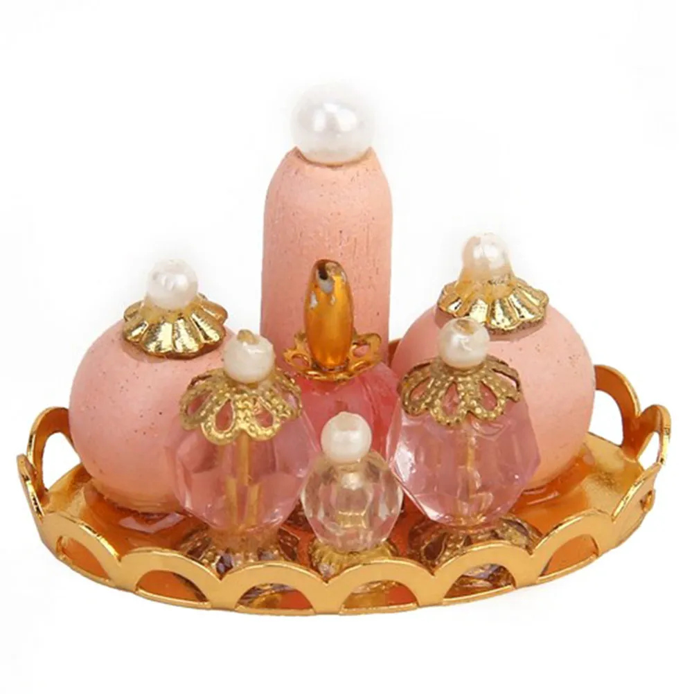 

1Set Miniature Perfume Tray Exquisite Appearance Fixed Bottles 112 Scale Mini House Decoration Accessories Miniature Tray