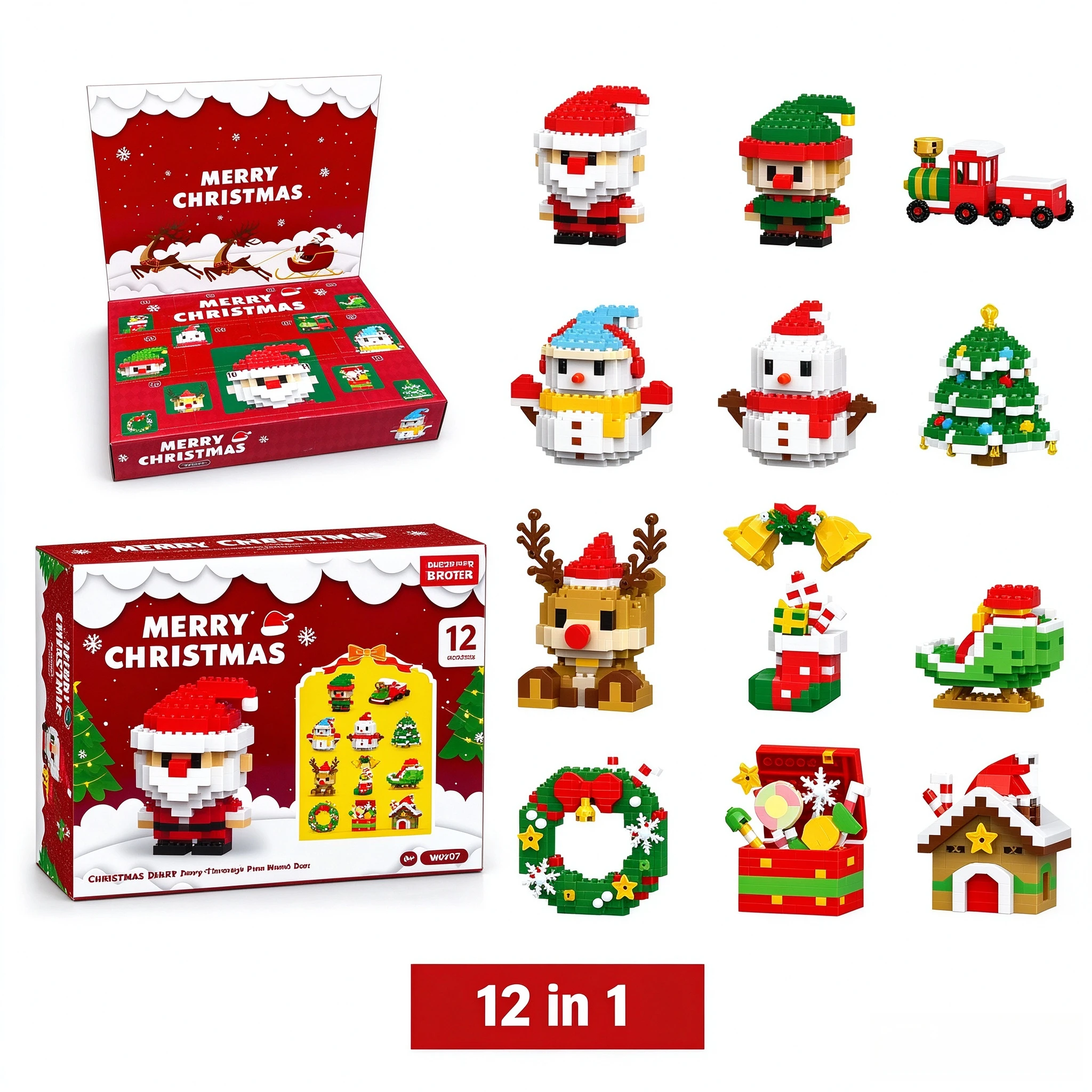 Kerstcadeaus Micro Bouwblok Serie Kerstman Rendier Puzzel Bouwstenen Tafeldecoratie Speelgoed Kinderen