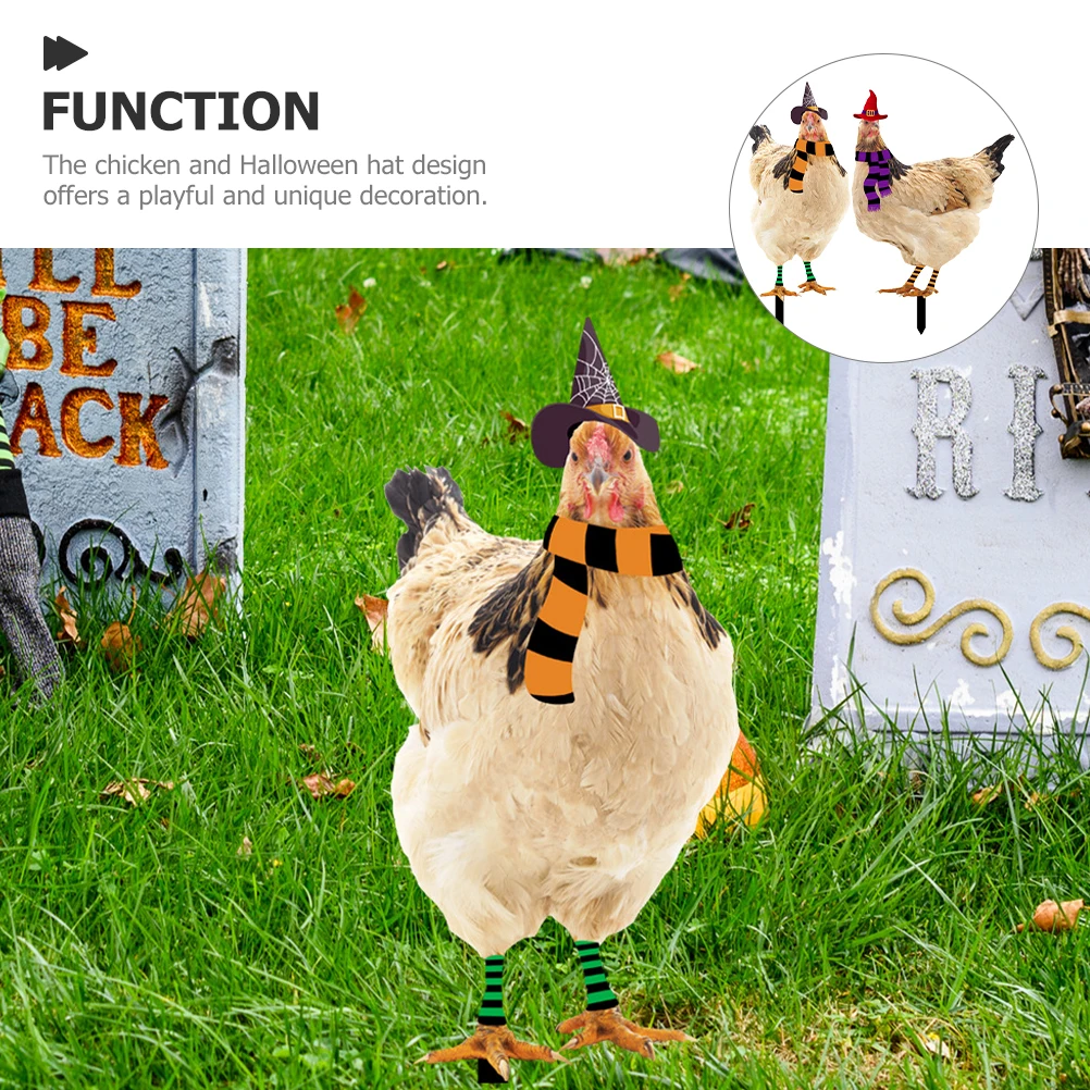 

2Pcs Chicken Garden Stakes Acrylic Double Sided Halloween Decorations Reusable Yard Art Hen Lawn naments Outdoor Adornments