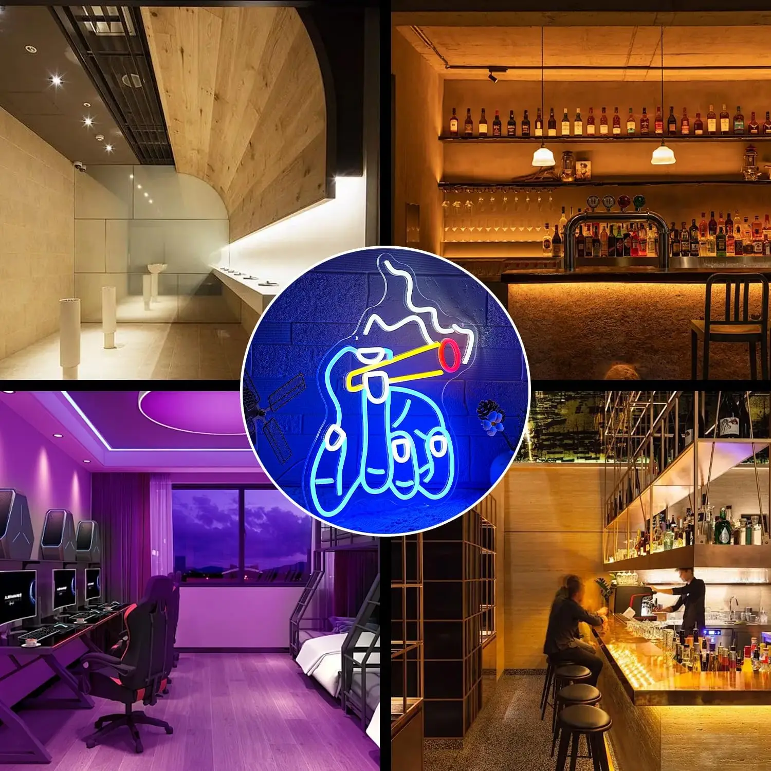 Hand Neon Sign USB Dimmable LED Neon Light for Bar Club Man Cave Boys Stoner Shop Bedroom Home Decoration Gift