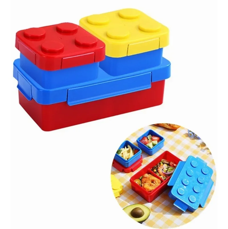 Building Blocks Lunch Box DIY Kids Lunch Boxs Bento Box Kitchen Accessories Food Storage Containers Dinnerware