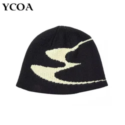 Men Beanies Knit Y2k Hip Hop Graphic Caps Streetwear Winter Gothic Vintage Korean Fashion Pullover Accessories Unisex Women Hats